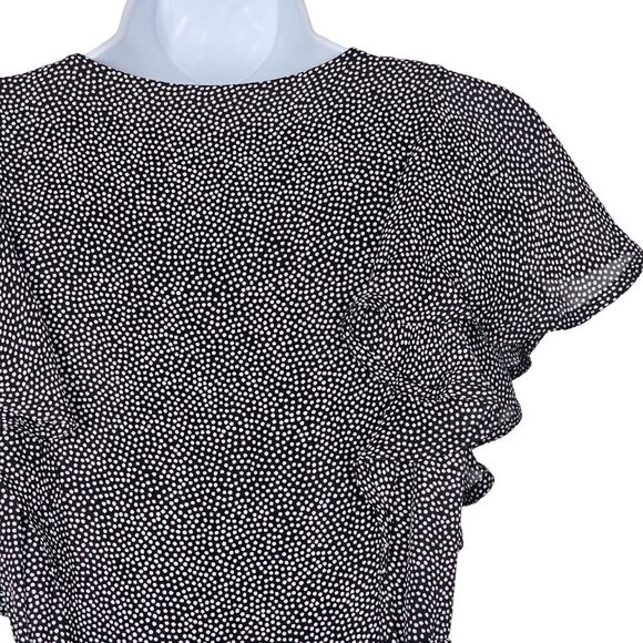 ALC Deep V-Neck Silk Polka Dot Viera Mini Dress Ruffled Flutter Sleeve Women's 2 - Picture 13 of 16